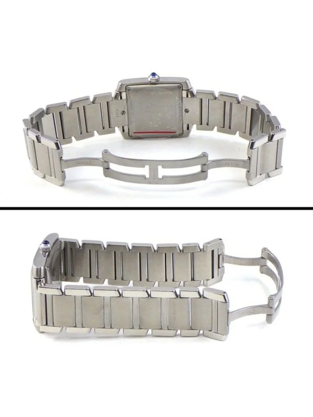 Cartier Watch Tank Francaise LM Date Square Guilloche Silver Dial SS Automatic